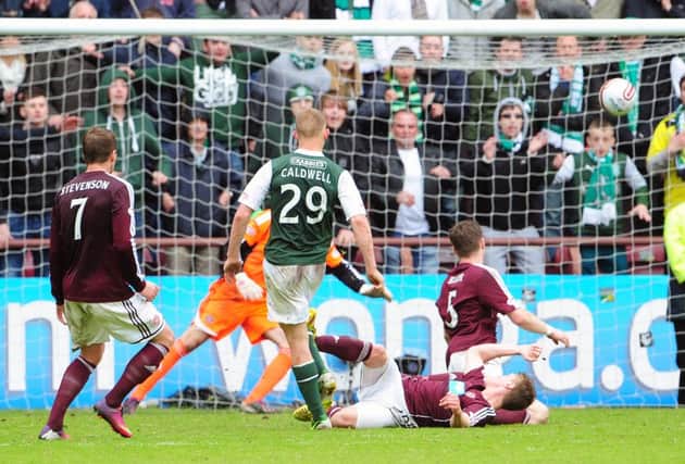 Ross Caldwell scored the winner for Hibs at Tynecastle in 2013. Picture: Ian Rutherford