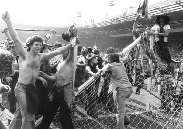 Scotland fans took down the Wembley goalposts in 1977. Andy Watson, 17 at the time, insists he didnt leave the terracing that day