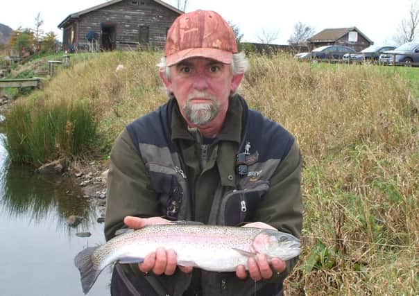 Jimmy McLachlan with a 3lb rainbow taken on a bloodworm at Markle fishery.