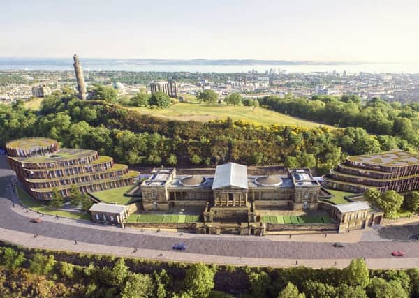 An artist's impression of the intial proposals for a hotel at the former Royal High site which were rejected by planners. Picture: contributed