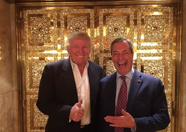 Handout photo of Donald Trump and Nigel Farage. Picture; PA