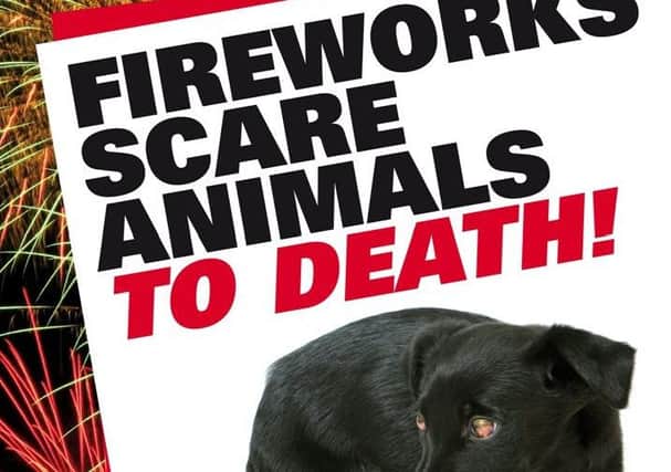 A Scottish SPCA poster warning of the distress caused to pets by fireworks