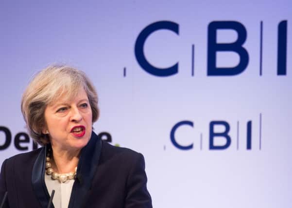 Theresa May speaks at the CBI Annual Conference 2016, at Grosvenor House. London. 21 November 2016.