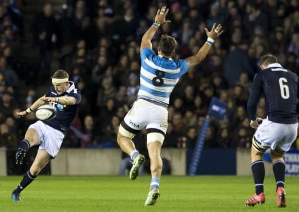 Finn Russell was not afraid to have a pop with drop goals against Argentina, but admits he needs more practice