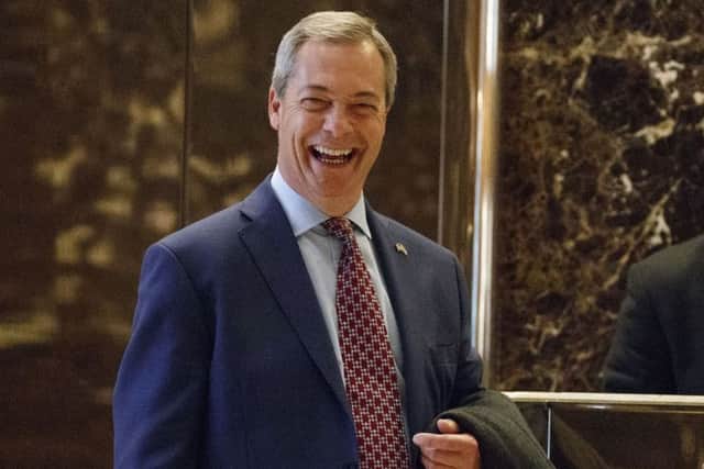 Nigel Farage at Trump Tower in New York. Picture: AP/ Evan Vucci