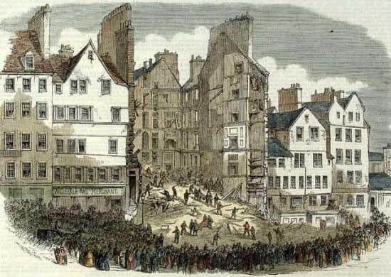 Contemporary illustration showing rescue workers removing 'the dead and wounded from the fallen house' on 24 November 1861. Picture: Contributed.