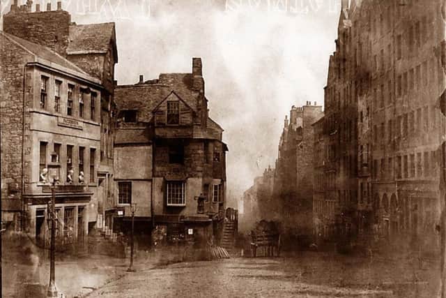 Edinburgh's High Street in the 1840s. Bailie Fyfe's Close is out of shot to the left. Picture: Glasgow University special collections.