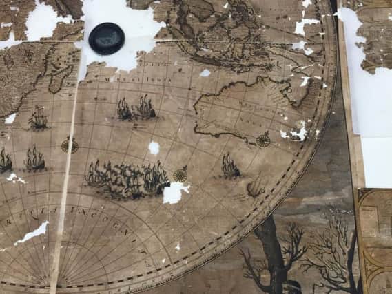 A restored section of the 17th century map.