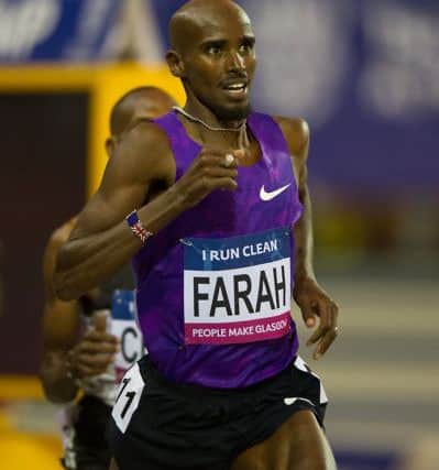 Mo Farah competing in Glasgow. Picture; John Devlin