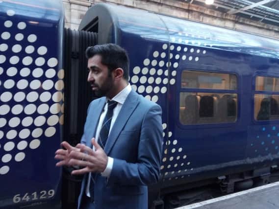 Transport minister Humza Yousaf announces train improvements at Waverley Station in Edinburgh today. Picture: The Scotsman