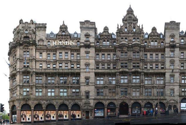 Panorama of Jenners department store created by Jorg Dietrich of panoramastreetline.com