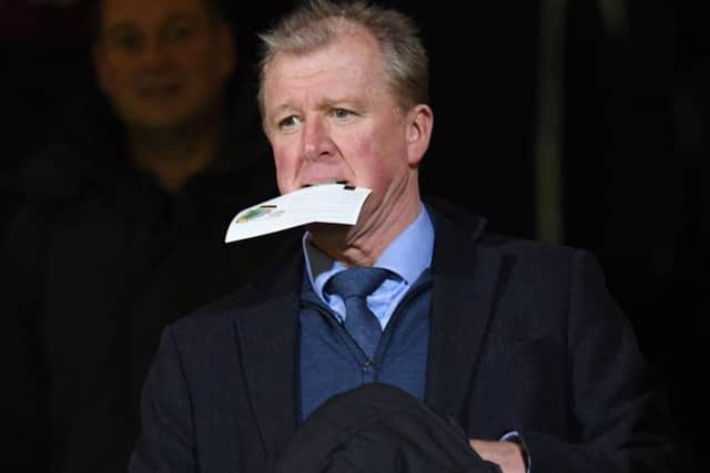 Derby County manager Steve McClaren watched on from the main stand last night