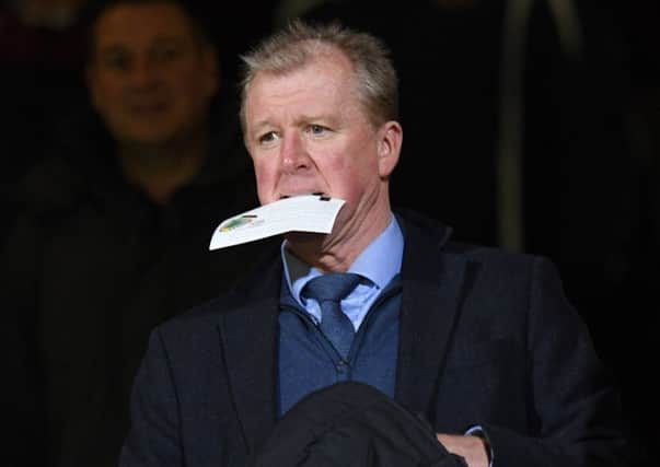 Derby County manager Steve McClaren watched on from the main stand last night