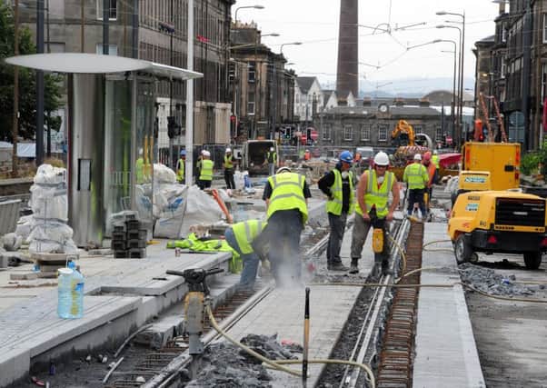 Tram works  in Shandwick Place in August 2013. Picture. Ian Rutherford