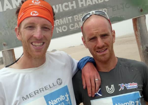Donnie Campbell, right, with Dr Andrew Murray after running across the Namib desert from Luderitz to Walvis Bay. Picture: contributed