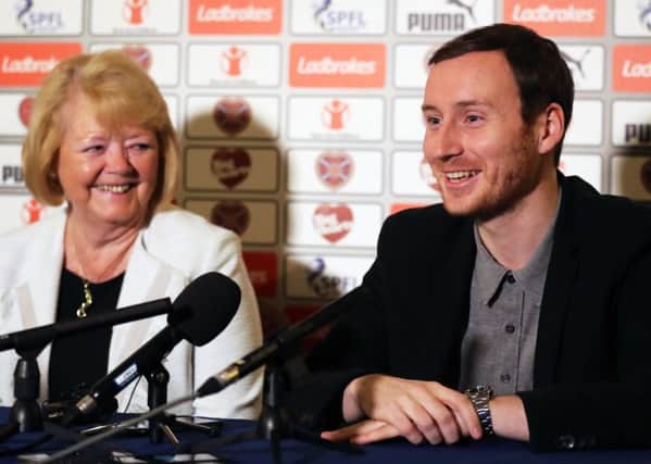 Hearts owner Ann Budge is captivated by new head coach Ian Cathro during his first press conference since taking command