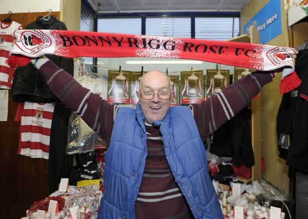 Ian Sprott celebrates the cup win over Dumbarton. Picture: Neil Hanna