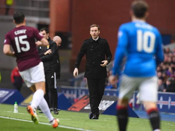 Ian Cathro took charge of Hearts for the first time at Ibrox