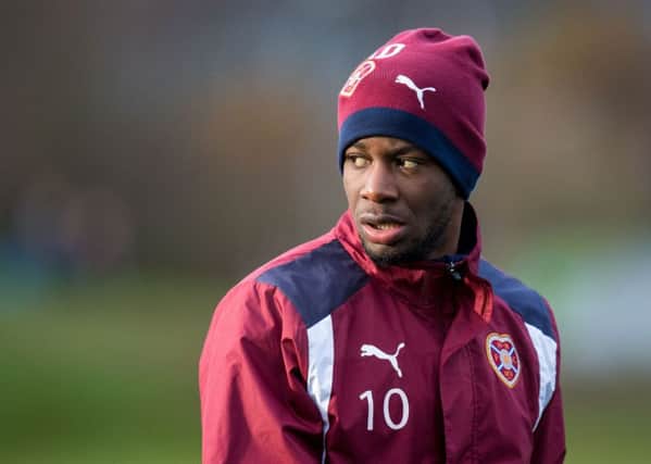 Arnaud Djoum has moved into a more advanced role in the Hearts team. Pic: SNS