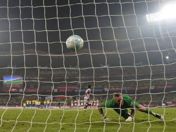 Graham Stack shows his anguish as Atletico de Kolkata score in the penalty shoot-out.