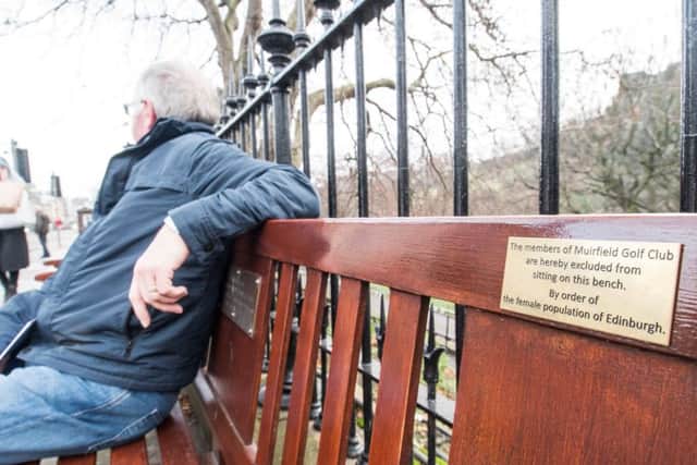 The plaque appeared on a Princes Street bench. Picture: Ian Georgeson