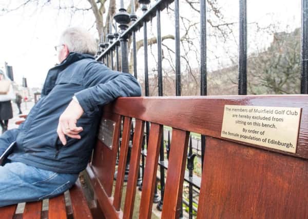 The plaque appeared on a Princes Street bench. Picture: Ian Georgeson