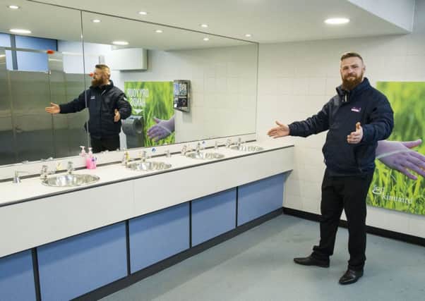 Toilets at Fort Kinnaird won Loo of the Year at a Solihull awards ceremony.  Lewis Steele, ABM Environmental Services Manager is pictured here at the winning toilets. Picture Ian Rutherford