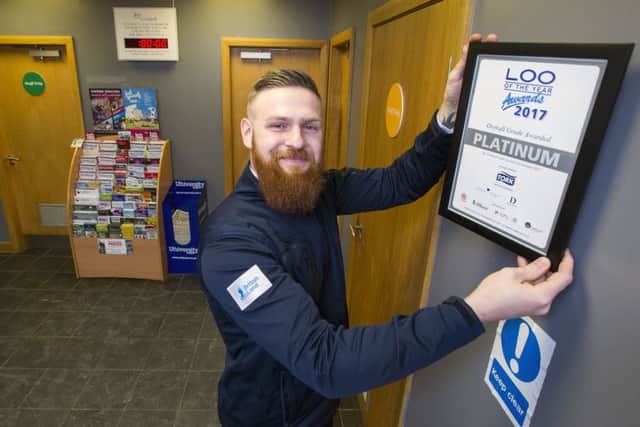 Lewis Steele, ABM Environmental Services Manager is pictured here at the winning toilets. Picture Ian Rutherford