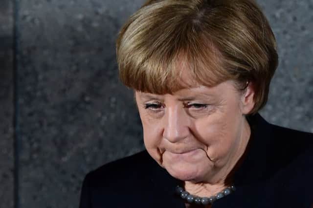 Angela Merkel in sombre mood after the Berlin attack. Picture: AFP