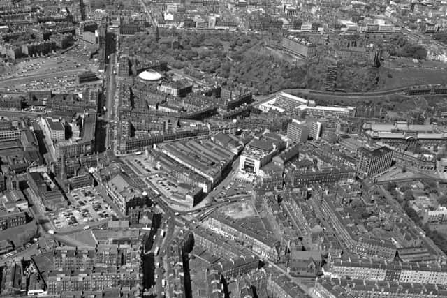 Aerial of the Tollcross area of Edinburgh, showing Goldbergs (centre) in May 1976.
