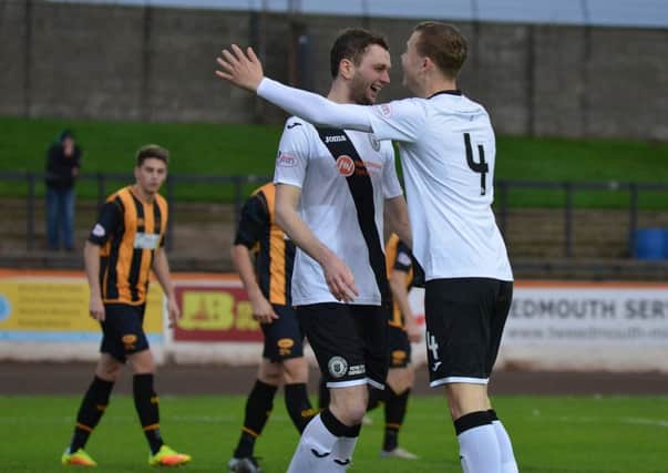 Chris McKee, left, is congratulated by Ryan Porteous. Picture: Jon Savage