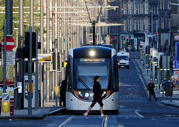 A Tram heading eastbound on Princes Street. Picture: Ian Rutherford