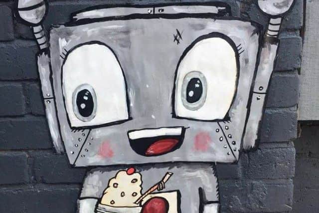 "Robot" graffiti has appeared all over Musselburgh"