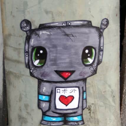 "Robot" graffiti has appeared all over Musselburgh"