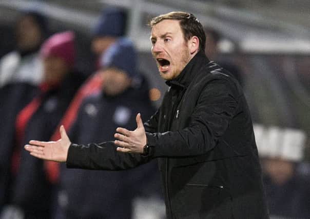 Ian Cathro roars on his team against Dundee. He says the 3-2 defeat from 2-0 in front taught him a great deal