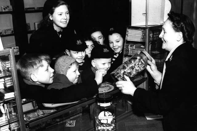Happy faces in an Edinburgh sweet shop as sugar rationing officially comes to an end in the 1950s. Picture: TSPL