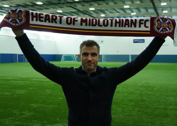 Aaron Hughes has signed a deal with Hearts until the end of the season. Pic: Hearts FC