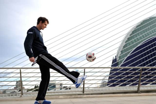 Andy Murray juggles a football during the ATP 500 World Tour Valencia Open tennis tournament. Picture: GETTY