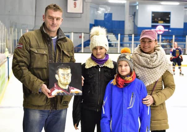 Edinburgh Capitals player-coach Michal Dobron with wife Gabriela and children Adriana and Michal. Pic: Jan Orkisz/SMP