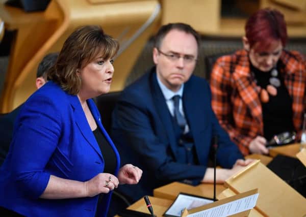 Cabinet Secretary Fiona Hyslop speaks during a debate to keep Scotland in the European single market. Picture; Getty