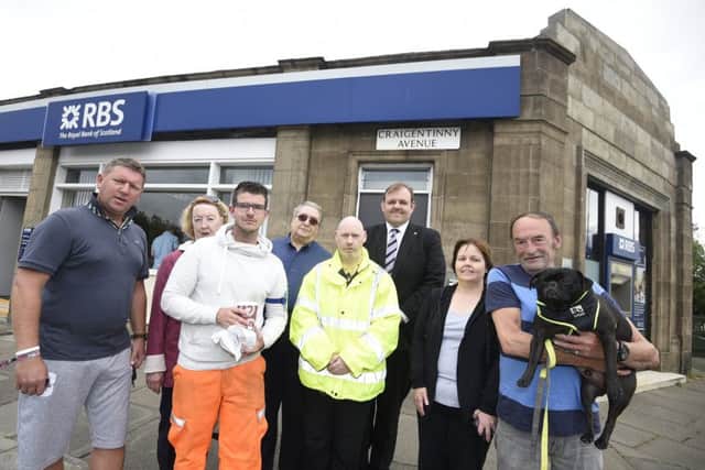 Residents protest against the closure of the Craigentinny branch of RBS. Picture: Greg Macvean