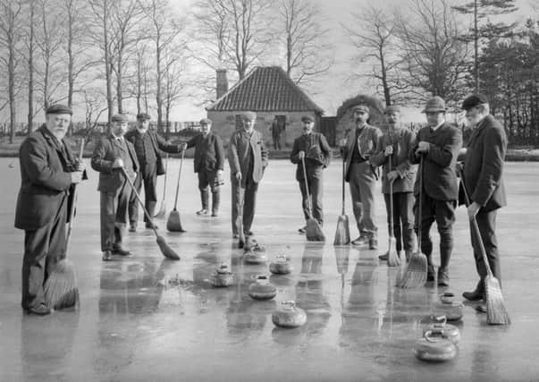 Action on the Roslin Curling Pond c 1910. Photo: Bryce Collection, Midlothian Council Local Studies
