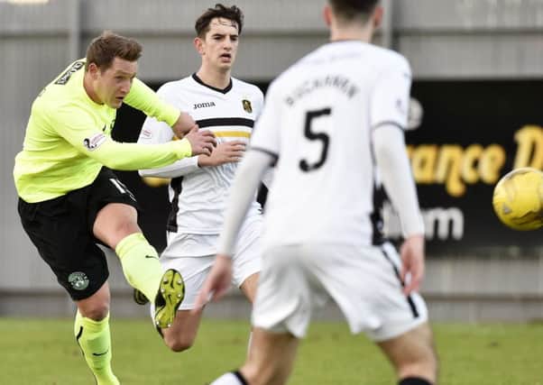 Kris Common fires a shot at goal in the victory over Dumbarton. 
Picture: Rob Casey/SNS