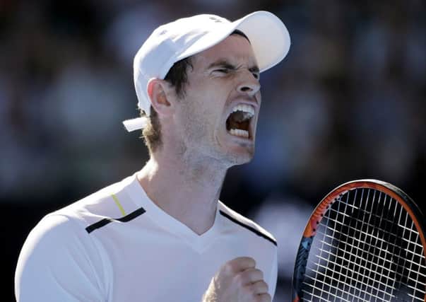 Andy Murray celebrates after winning a point against Illya Marchenko. Pic: AFP