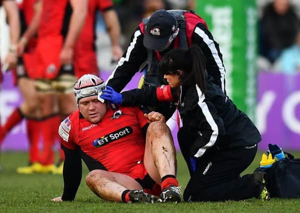 WP Nel was treated for a head injury sustained at Harlequins. He had just returned from a neck injury