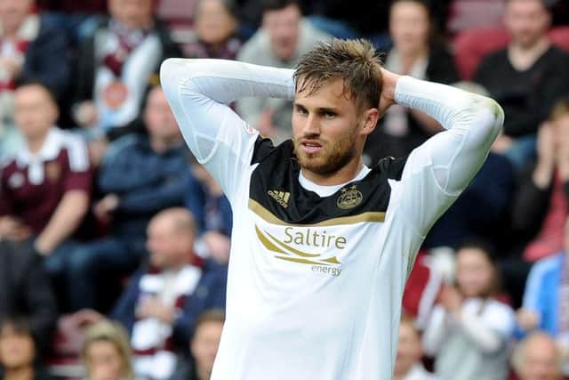 David Goodwillie playing for Aberdeen in 2015. Picture; Lisa Ferguson
