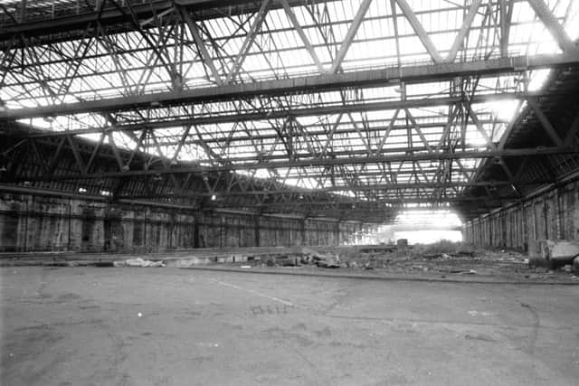 Interior of the derelict Leith Central railway station at the junction of Duke Street and Leith Walk in Edinburgh, October 1985.