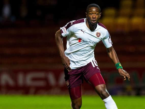 Arnaud Djoum is in Gabon with Cameroon but is missing key games for Hearts