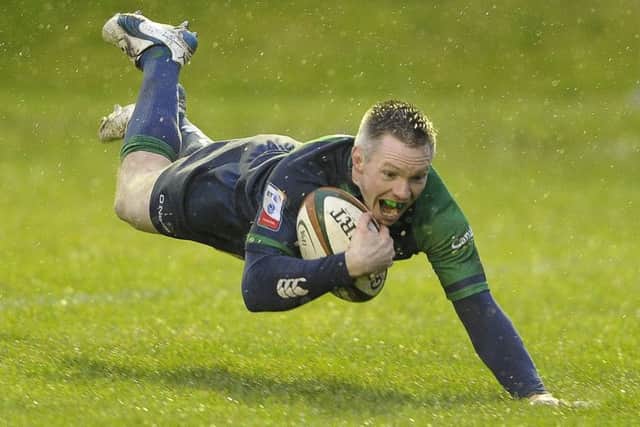 Robbie Cairns scores a try for Boroughmuir. Pic: Neil Hanna