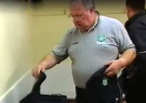 Stills from a documentary on Hibs in 1999 show kit man Jim McCafferty laying out the shirts before a match.